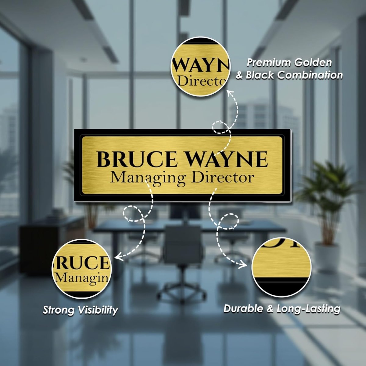 ACP Based Acrylic Engraving Nameplate – Wood Finish Wall Mount Name Plate